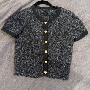 Guess Women's Grey and Black Blouse